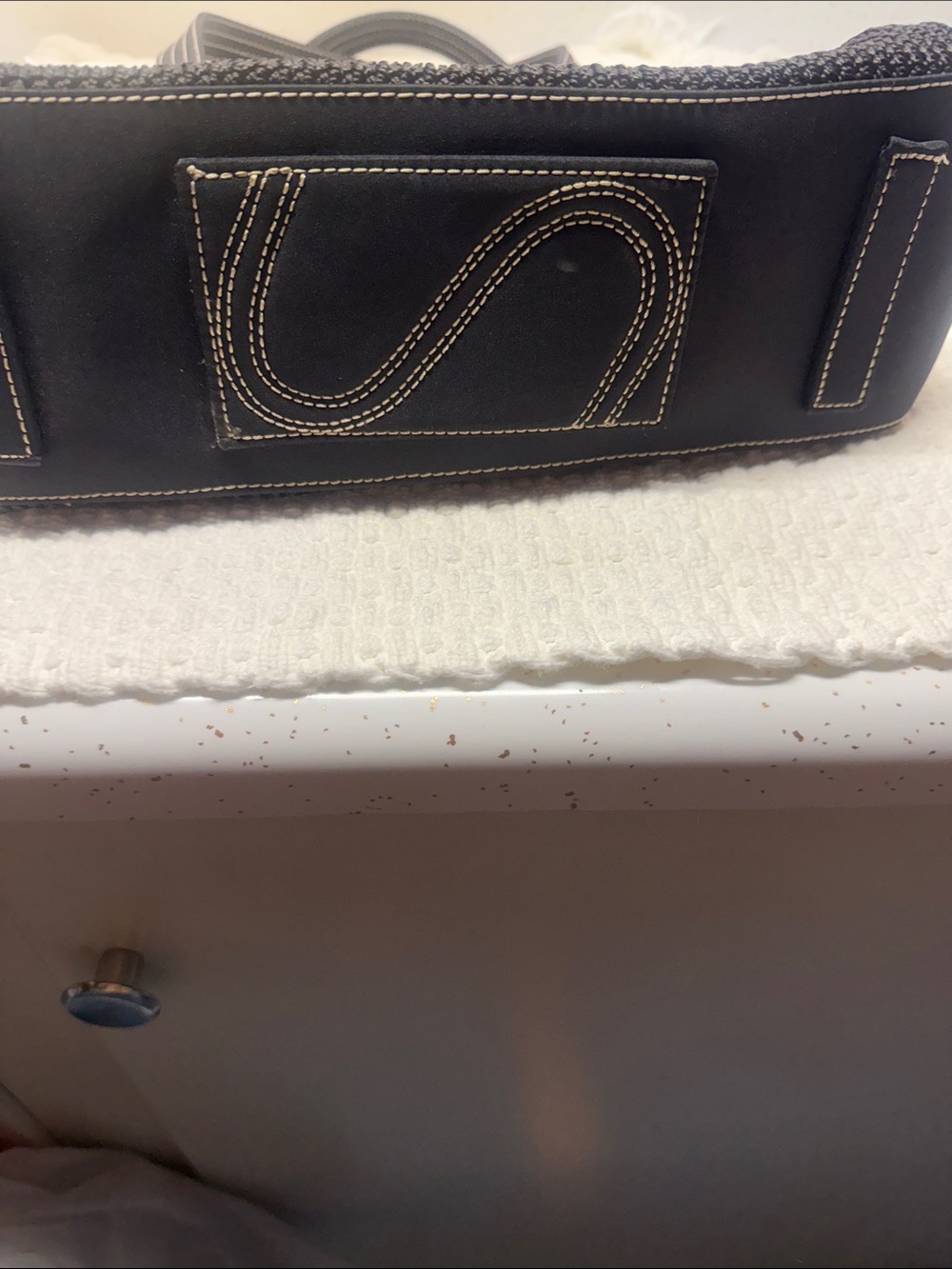 The Sak Black Shoulder Bag with Cream Stitching Detail